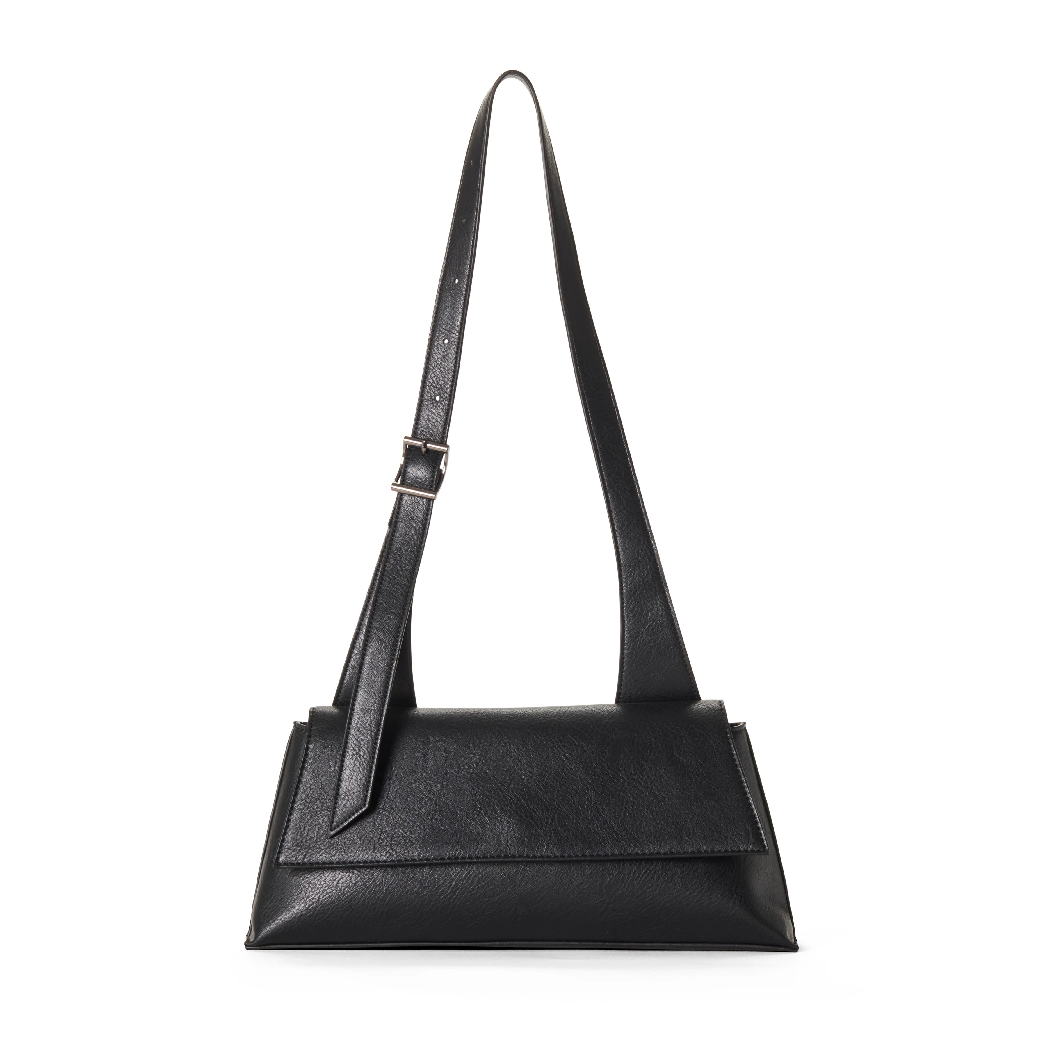 SOFIA Vegan Baguette Shoulder Bag - Black