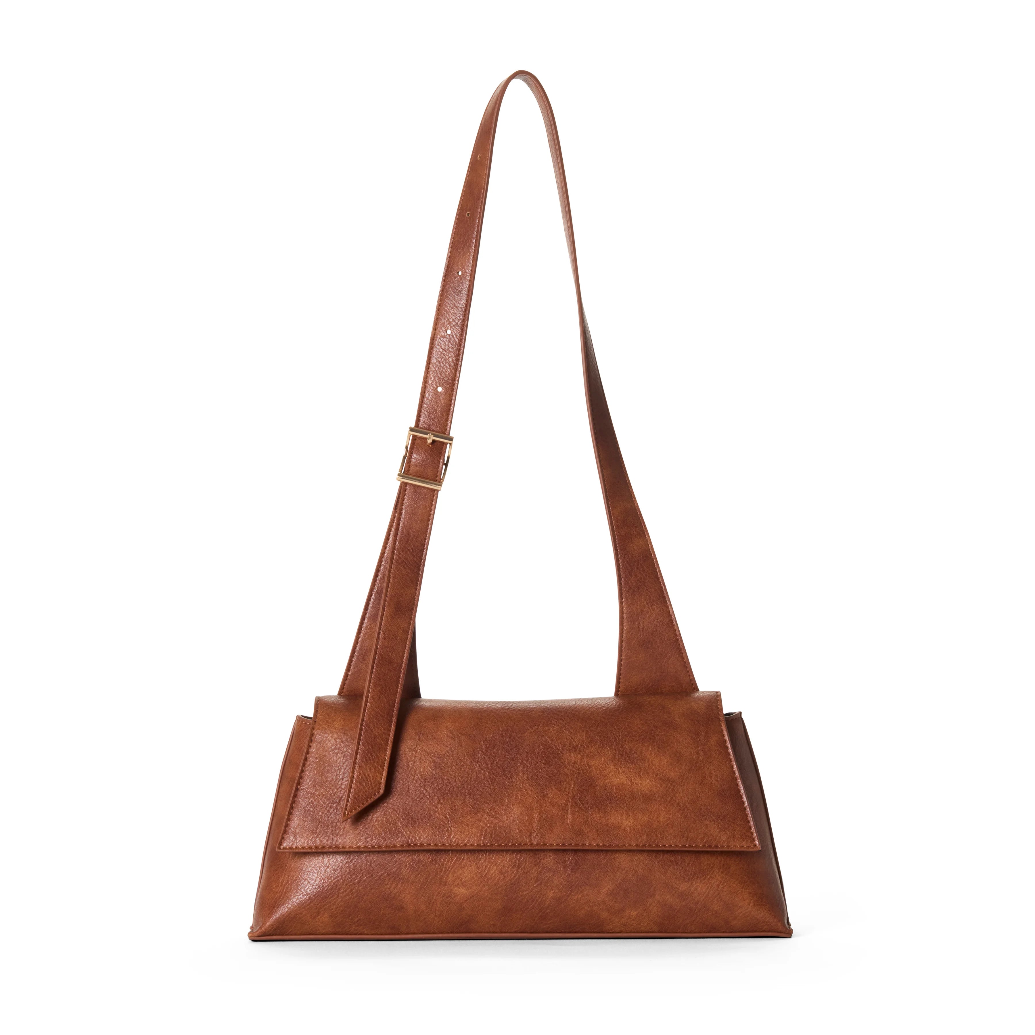 SOFIA Vegan Baguette Shoulder Bag Cognac