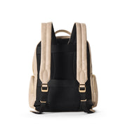 Beige leather backpack on a white background
