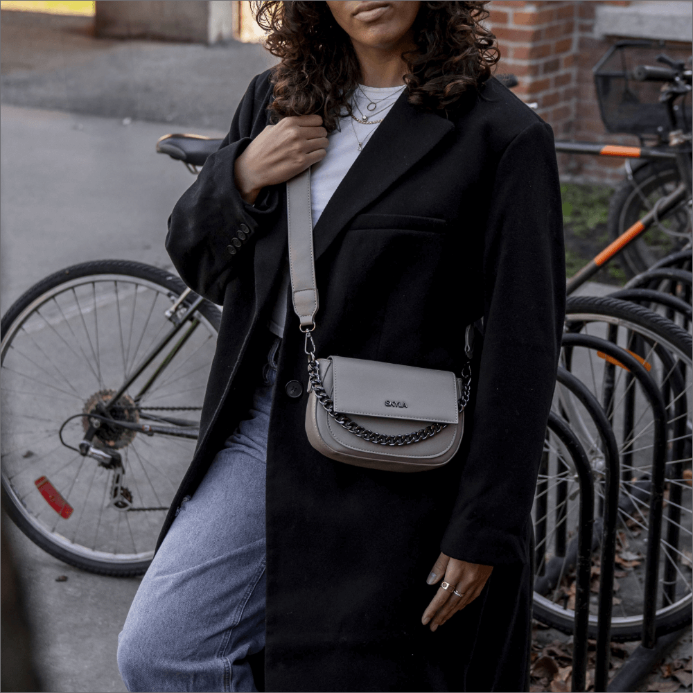 BILLIE Vegan Crossbody Bag - Stone Grey