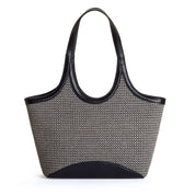 CHARLOTTE Grand cabas bicolore en paille tressée - Noir