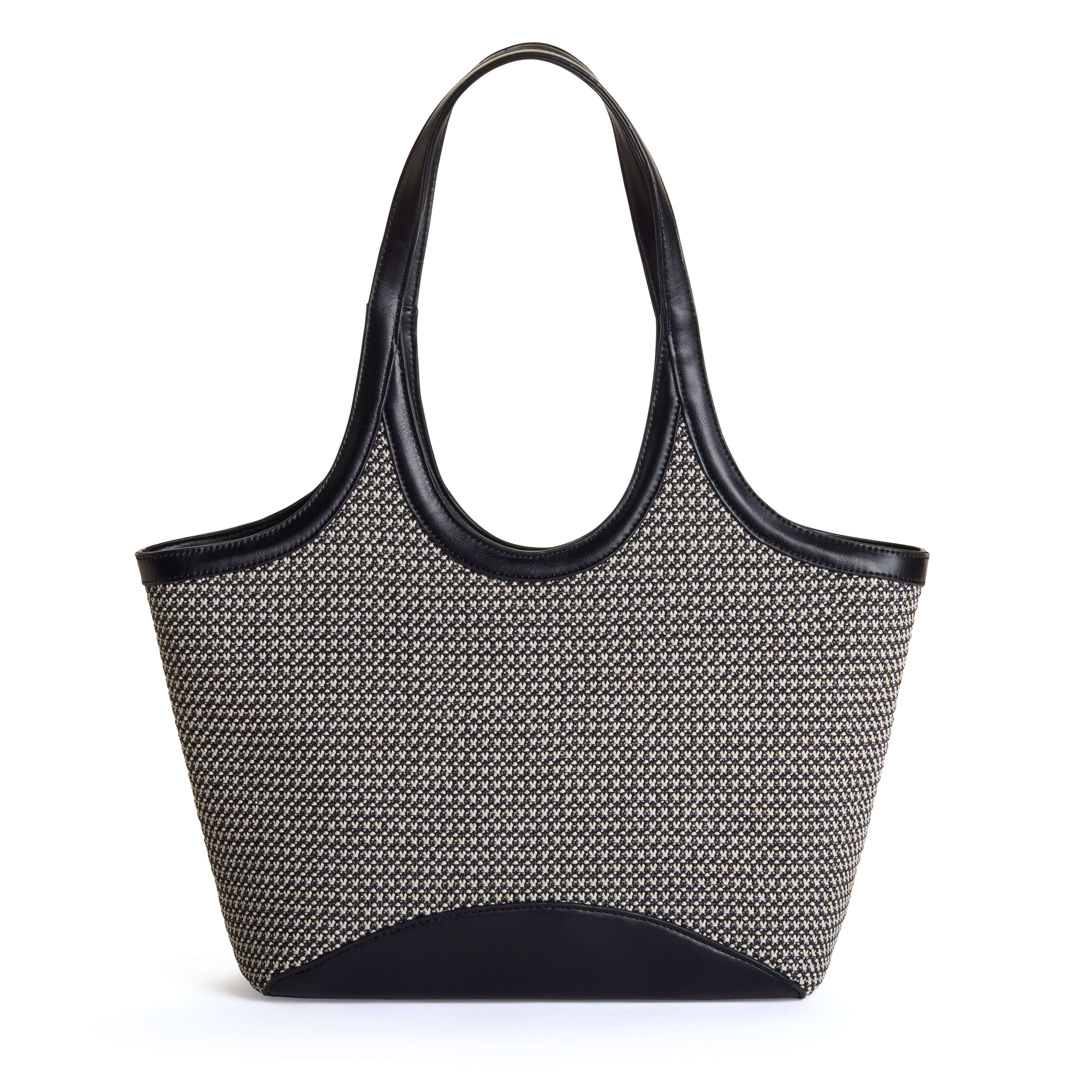 CHARLOTTE Grand cabas bicolore en paille tressée - Noir