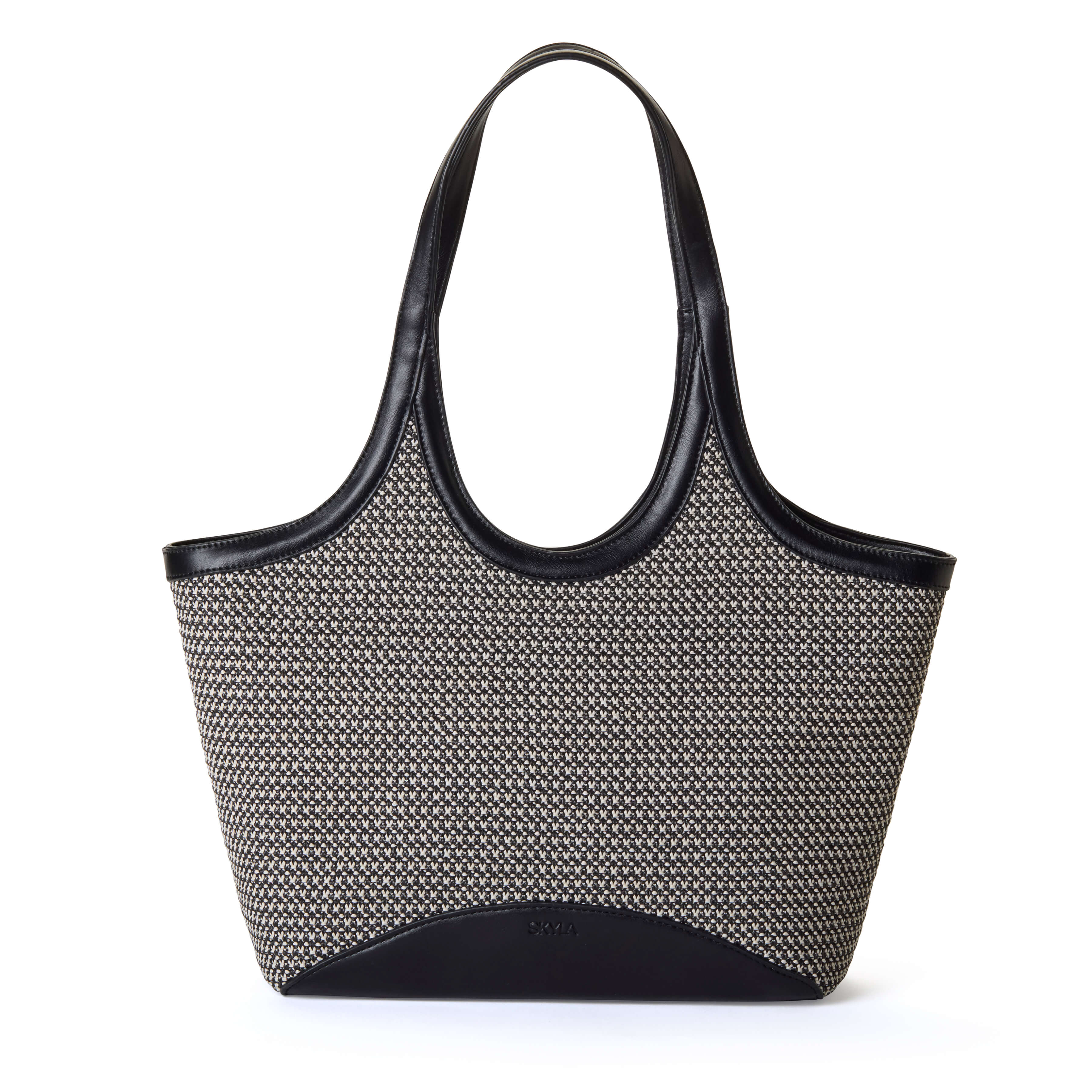 CHARLOTTE Grand cabas bicolore en paille tressée - Noir