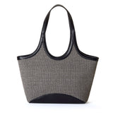 CHARLOTTE Grand cabas bicolore en paille tressée - Noir