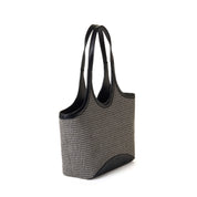 CHARLOTTE Grand cabas bicolore en paille tressée - Noir