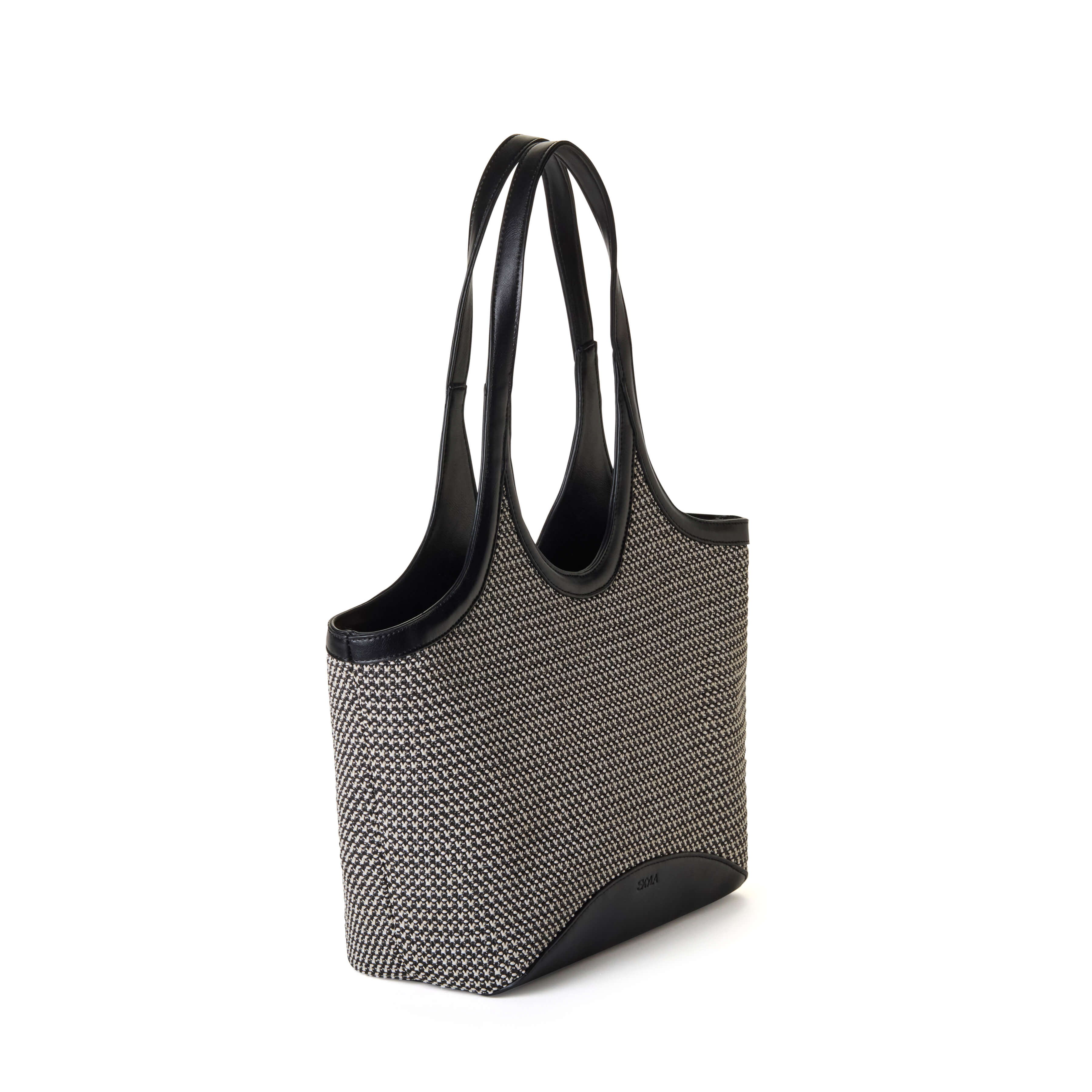 CHARLOTTE Grand cabas bicolore en paille tressée - Noir