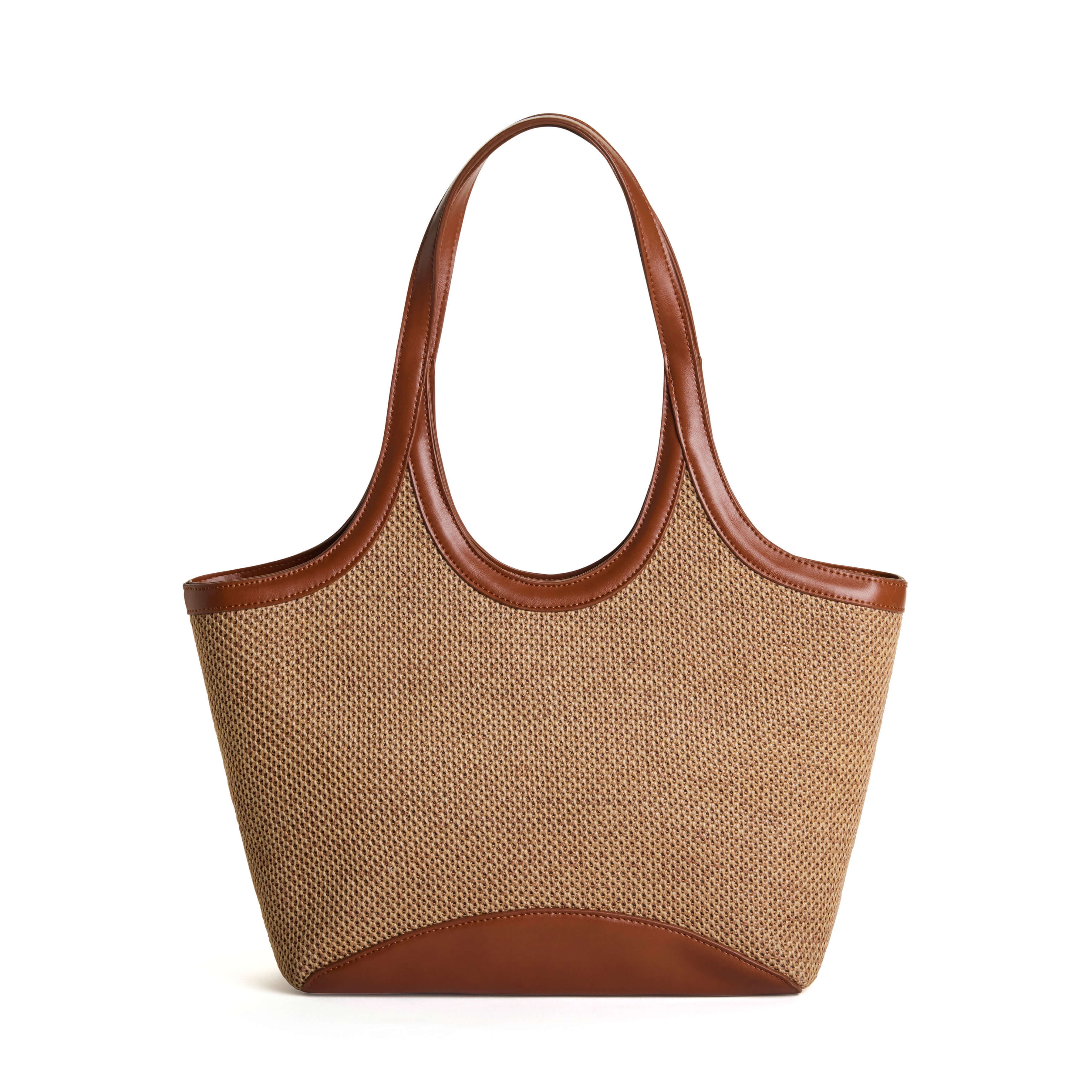 CHARLOTTE Grand cabas bicolore en paille tressée - Fauve