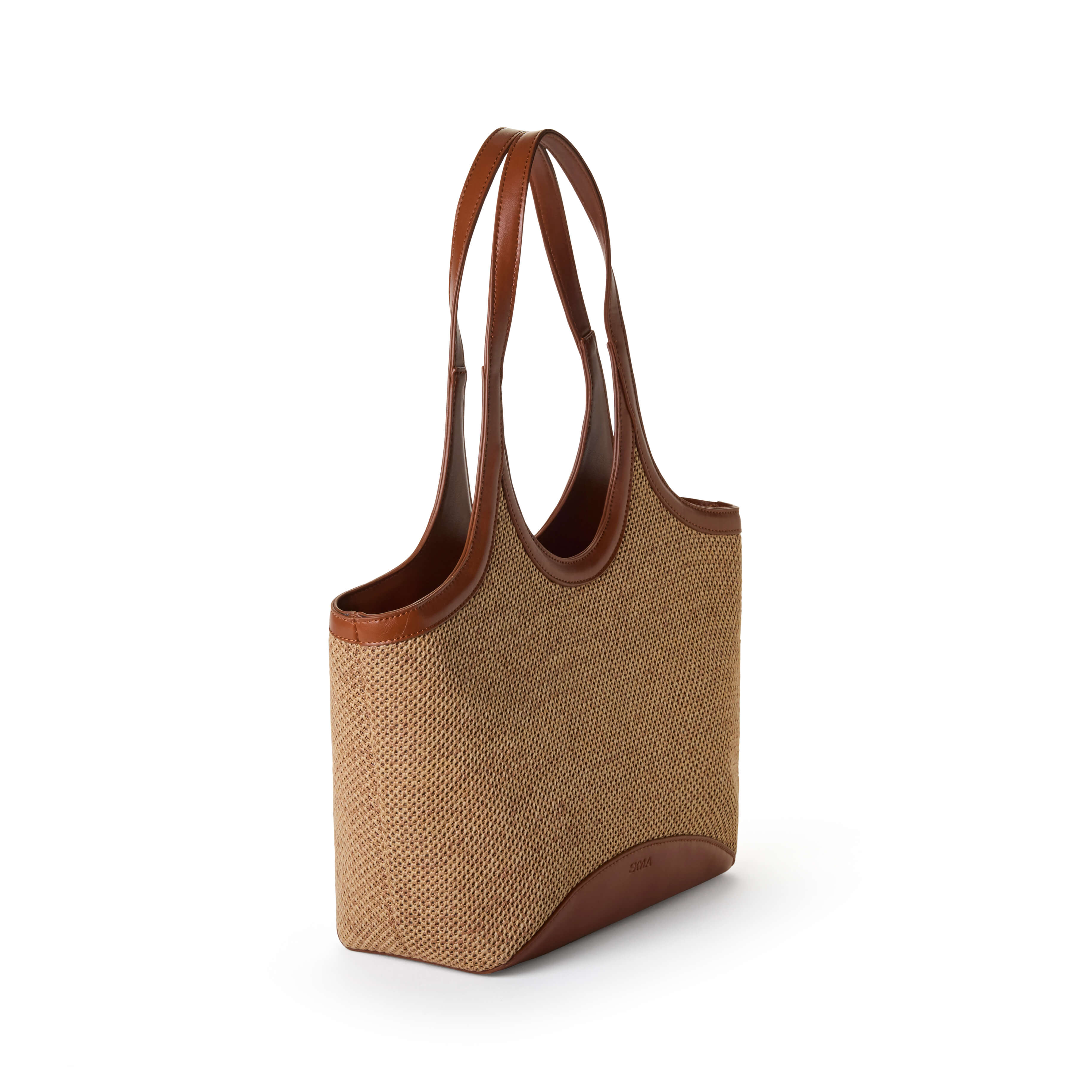 CHARLOTTE Grand cabas bicolore en paille tressée - Fauve