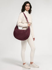 CHLOE Oversized Nylon Crossbody Bag - Bordeaux