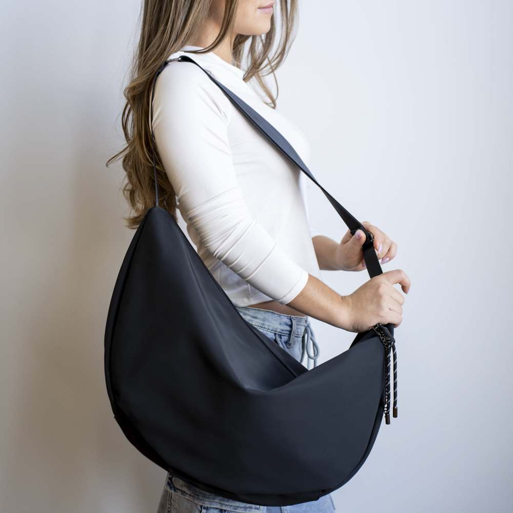 CHLOE Large 24L Nylon Crossbody Moonbag - Black