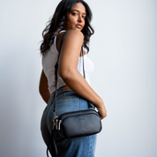 MILA 3-Compartment Mini Crossbody Bag - Black