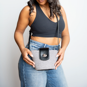 EMMA Two-Tone Woven Crossbody Bag - Black