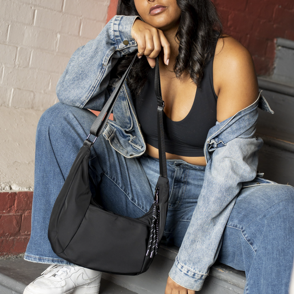 REA Sac besace souple en nylon - Noir