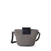 EMMA Sac bandoulière bicolore en paille tressée - Noir