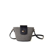 EMMA Sac bandoulière bicolore en paille tressée - Noir