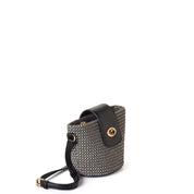 EMMA Sac bandoulière bicolore en paille tressée - Noir