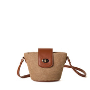 EMMA Two-Tone Woven Crossbody Bag - Tan