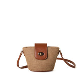 EMMA Two-Tone Woven Crossbody Bag - Tan