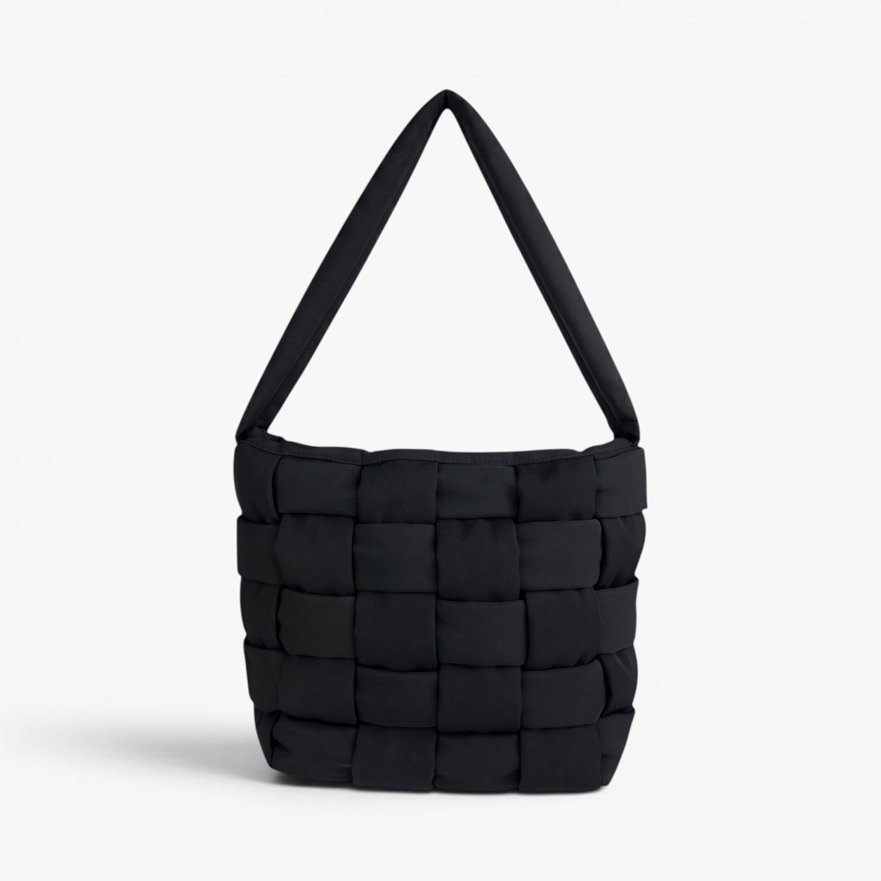 FIONA Woven Nylon Tote Bag - Black