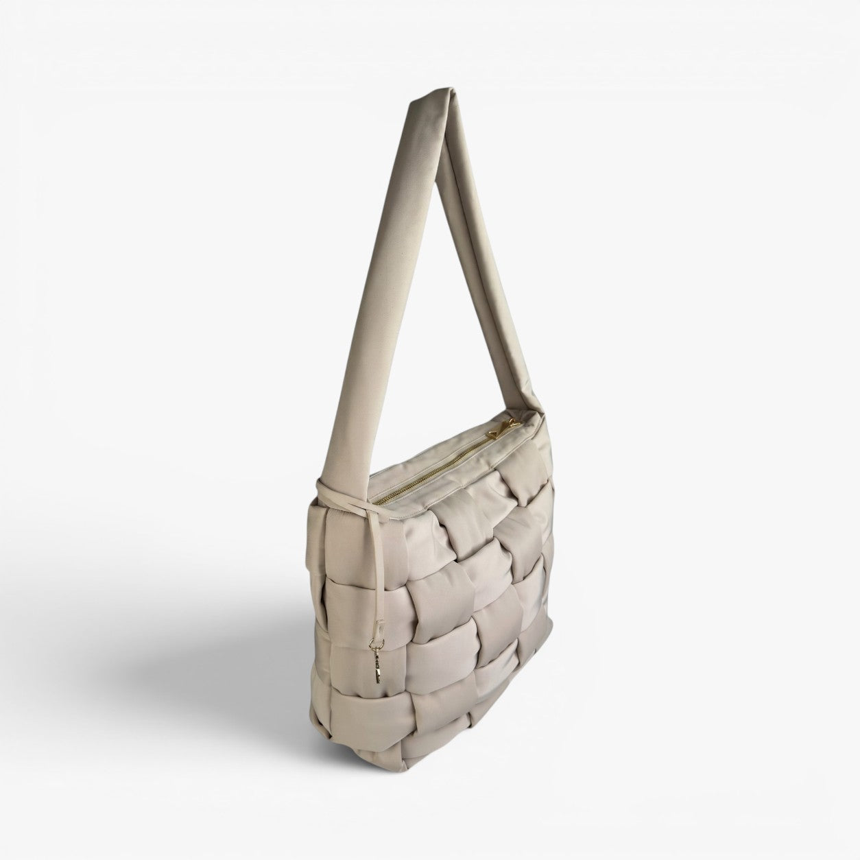 FIONA Woven Nylon Tote Bag - Creme