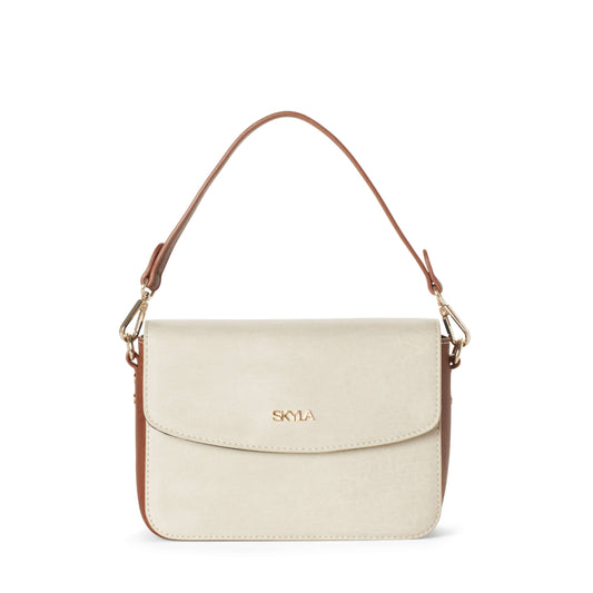 GRACIE Small Vegan Shoulder Bag - Latte