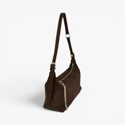 IVY Faux Suede Adjustable Shoulder Bag - Chocolate
