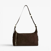 IVY Faux Suede Adjustable Shoulder Bag - Chocolate