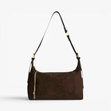 IVY Faux Suede Adjustable Shoulder Bag - Chocolate