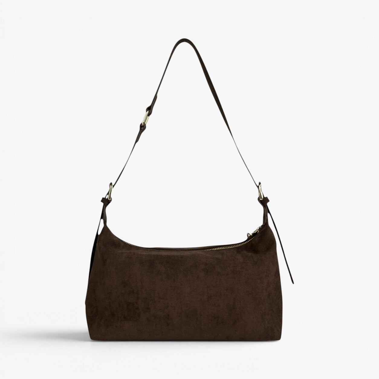 IVY Faux Suede Adjustable Shoulder Bag - Chocolate