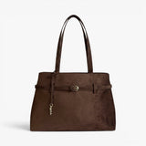 KENNEDY Faux Suede Tote Bag - Chocolate