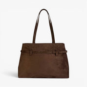 KENNEDY Faux Suede Tote Bag - Chocolate