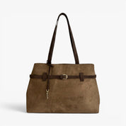 KENNEDY Faux Suede Tote Bag - Mocha
