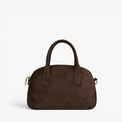 KYLA Faux Suede Mini Bowler Bag - Chocolate