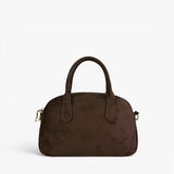 KYLA Faux Suede Mini Bowler Bag - Chocolate