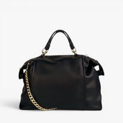 LONDON Top-Handle Satchel Bag With Removable Crossbody Strap - Black