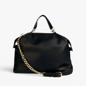 LONDON Top-Handle Satchel Bag With Removable Crossbody Strap - Black