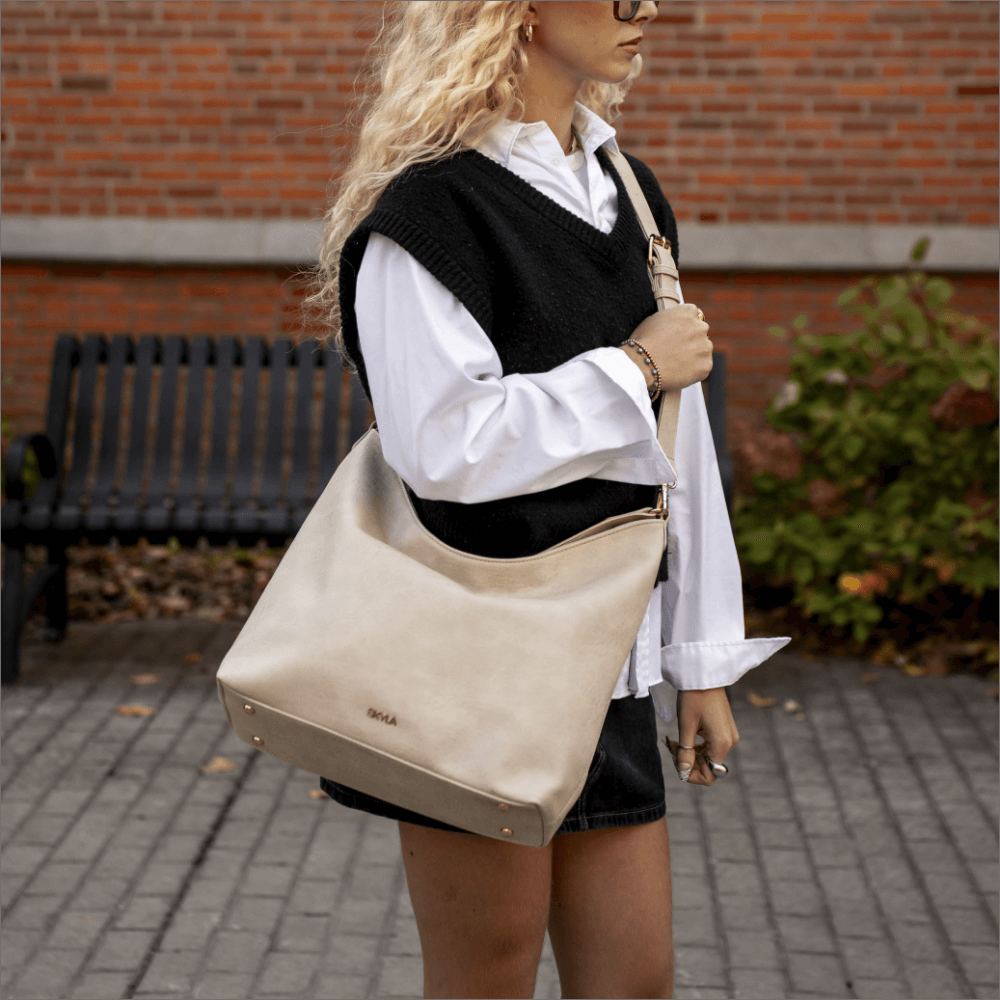 MARY Vegan Crossbody Hobo Bag - Latte