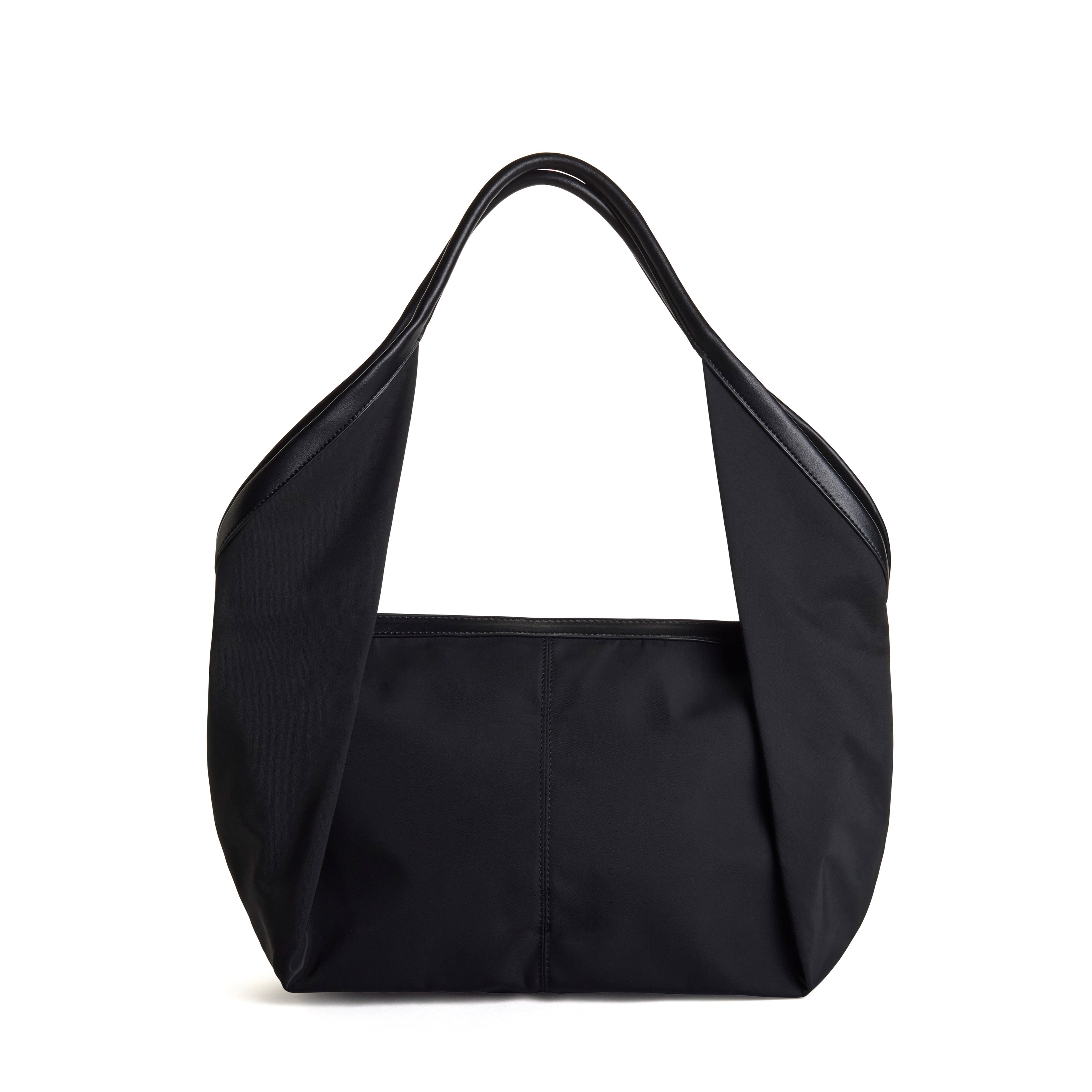 VICTORIA Nylon Shoulder Bag Tote - Black