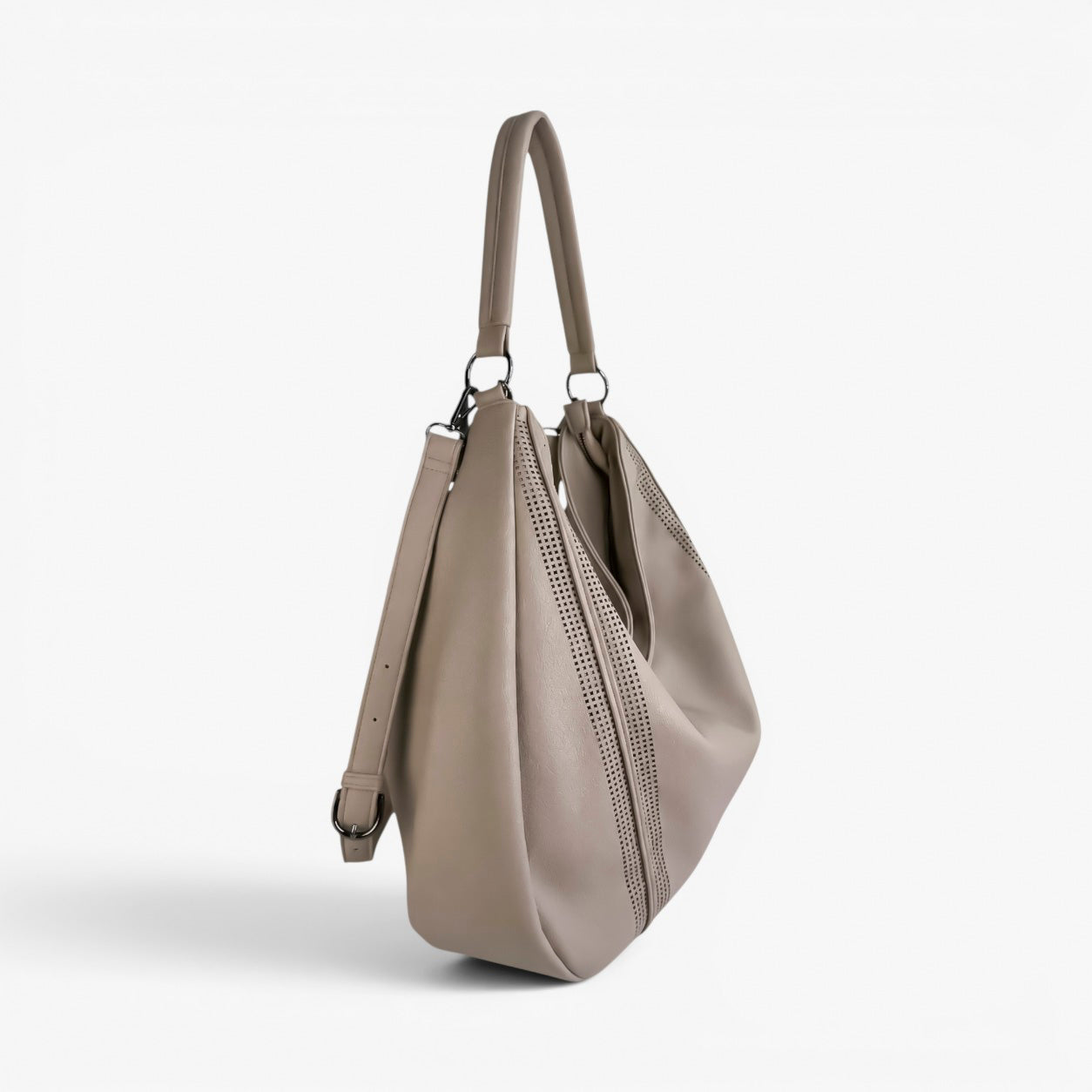 VIVIENNE Hobo Bag with Removable Crossbody Strap - Taupe