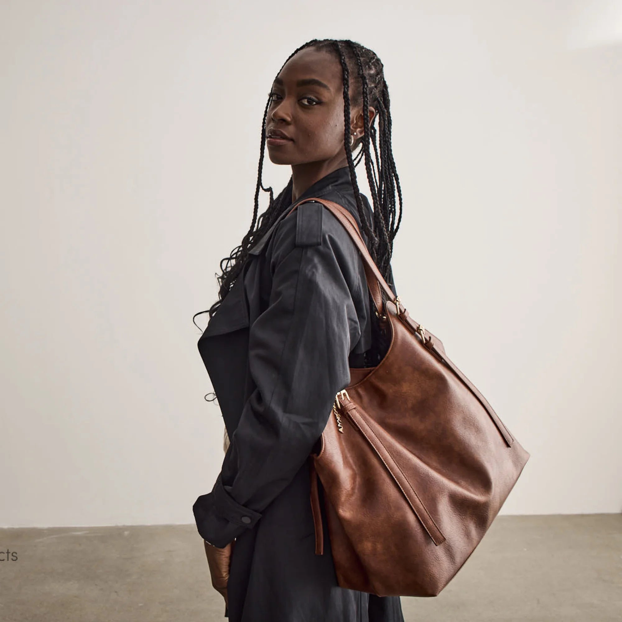 BASIA sac fourre-tout souple vegan - Cognac