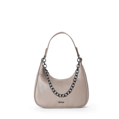 CHARLIE Vegan Shoulder Bag - Stone Grey