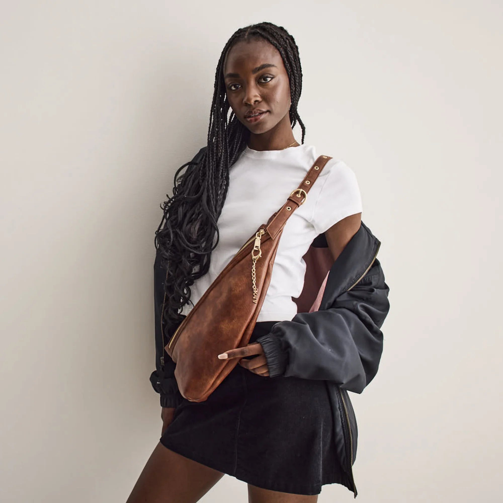 EVE sac banane à bandoulière vegan - Cognac