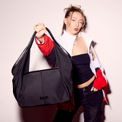 VICTORIA Nylon Shoulder Bag Tote - Black